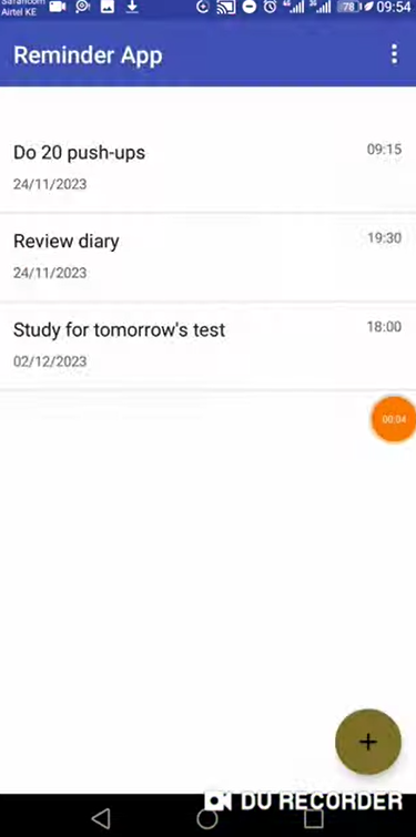 Reminder List Screenshot